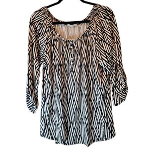 NEW Notations Black and White Patterned Blouse Size 1X